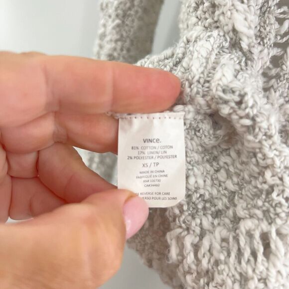 Vince Heather Grey Pullover Open Cable Chunky Knit Sweater Women XS Long Sleeve - Picture 5 of 10